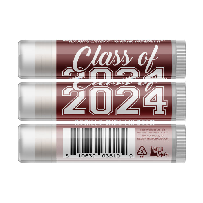 Class of 2024 Lip Balm - Burgundy - Three Pack