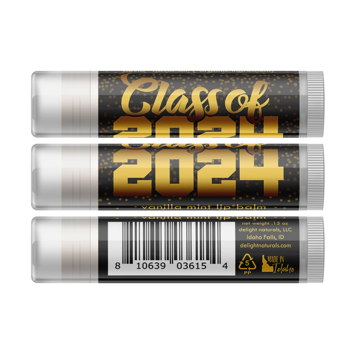 Class of 2024 Lip Balm - Black & Gold - Three Pack