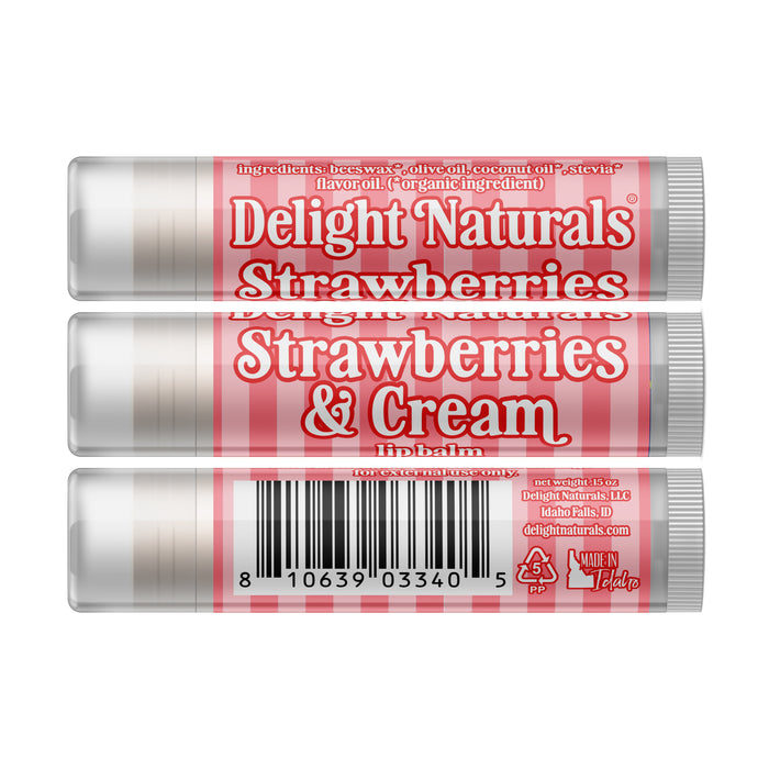 Strawberries & Cream Lip Balm - Valentine's Day - Three Pack